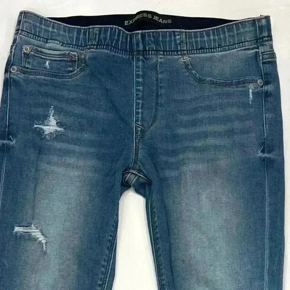 Express Jeans Exp Supersoft Ankle Leggings Mid Rise Womens Size 4R Distressed - Picture 4 of 6